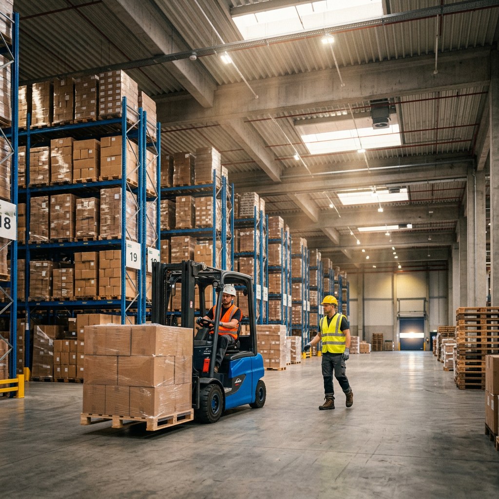 Warehouse team at work (AI-generated illustration)